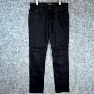 7 For All Mankind Ankle Skinny Jeans Womens 27 Black Denim Stretch Low Rise